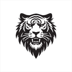 head of tiger silhouette vector illustration