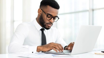 Analyzing Financial Data with Mixed Ethnicity Professional, Accountant using computer concept.