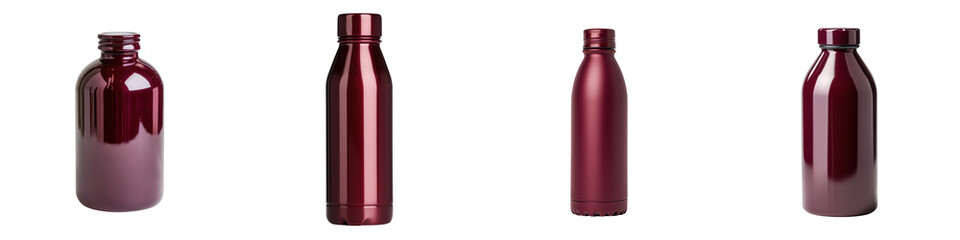 Obraz premium Shiny Burgundy Metallic Bottle or Container for Premium Beverages Liquids or Drinks Modern Minimalist and Elegant Design Perfect for Lifestyle Home or Commercial Uses