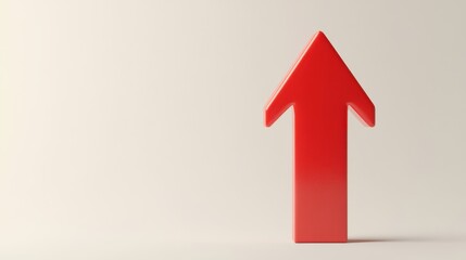 Fototapeta premium A red arrow pointing upwards on a white background