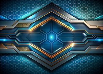 Abstract Geometric Pattern with Blue. Gold. and Silver Tones.