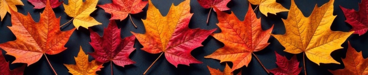 Obraz premium Vibrant autumn leaves, various shapes & colors , leaf pile, maple leaves, design element