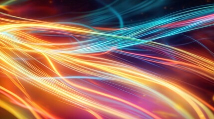 Colorful Abstract Light Waves Flowing in Dynamic Patterns Creating a Romantic and Dreamlike Visual Experience for Background or Design Use