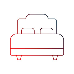 bed gradient outline icon with white background vector stock illustration