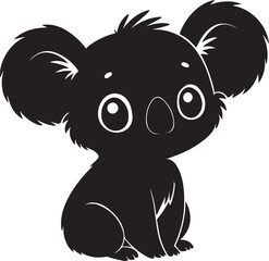 A cute koala kawi silhouette chibi vector and illustration design using black color.