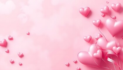 Obraz premium Valentine pink Abstract Background with heart and rose ornament Generated by Ai