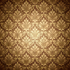 A Vintage Damask Pattern in Gold and Brown.