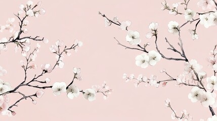 Pink and white cherry blossom Japanese sakura background