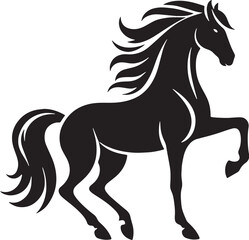 Horse Silhouette line art vector illustration on white background