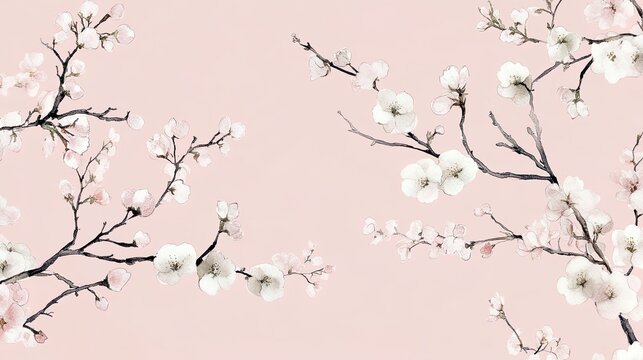 Pink and white cherry blossom Japanese sakura background