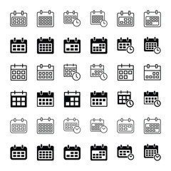 Set of calendar icon symbol vector isolated on white background