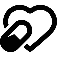 Simple vector icon heart pill