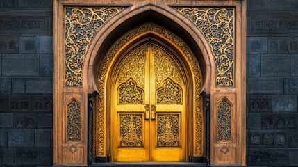 Obraz premium Ornate Golden Doorway Exquisite Architectural Detail