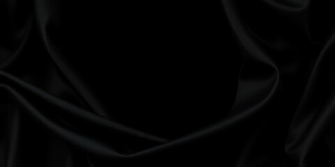 Obraz premium A Dramatic Black Satin Drape with Smooth Curves and Elegant Folds for a Luxurious Background