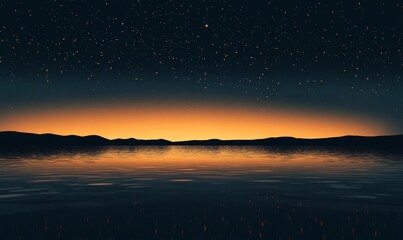 Obraz premium Nightfall Serenity: Starry Sky Over a Tranquil Lake