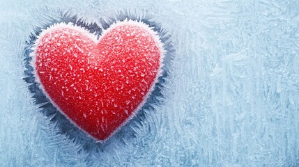 Fototapeta premium Heart in Beautifully Crafted Frozen Glass, Heart painted frozen concept.