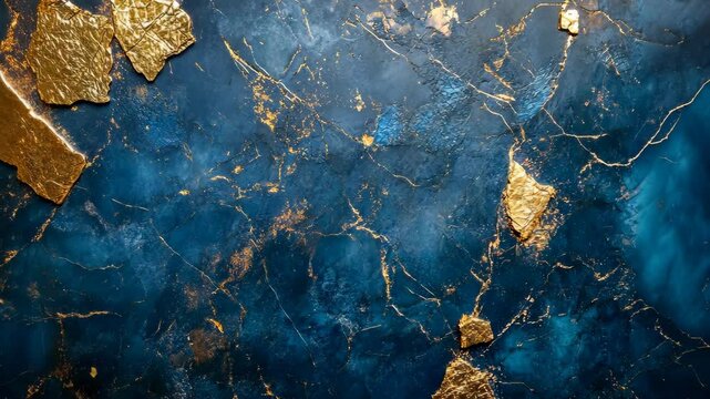 Abstract blue and gold texture with metallic elements creating a striking visual contrast