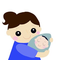 赤ちゃんを抱っこする女性