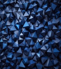 Fototapeta premium Dark abstract blue triangle geometric shape background texture, shape, dark