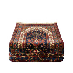 Elegant Stacked Persian Rugs Transparent Background Home Decor Indoor Environment Viewpoint from Above