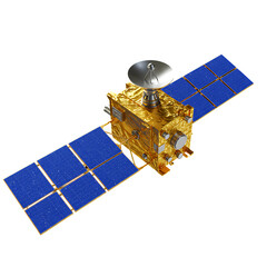 3D Render of Gold Satellite in Space, Communication Technology © Polash 