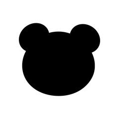 Black silhouette of animal muzzle. Bear head on isolated background.Vector illustration.