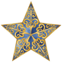 Decorative Star Design with Ornate Patterns Transparent Background Digital Art Artistic Style...
