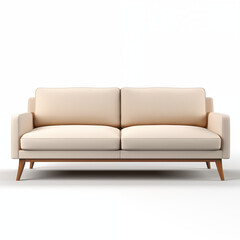 Beige Sofa Modern Furniture TwoSeater Couch Wooden Legs Studio Shot