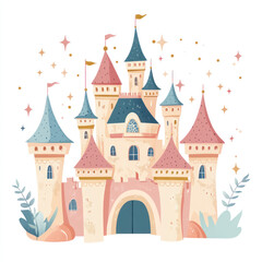 Fototapeta premium Whimsical Fairy Tale Castle Illustration