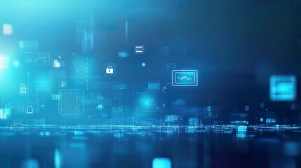 Fototapeta premium Payment service icons futuristic of blue gradient technology background