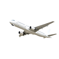 White Airplane in Flight, Isolated on Transparent Background, Air Travel