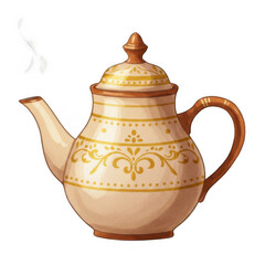 Elegant Teapot Illustration with Transparent Background Perfect for Culinary Art Warm and Inviting Kitchen Environment