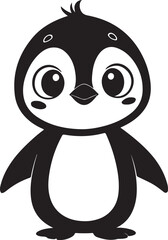 A cute penguin kawi silhouette chibi vector and illustration design using black color.
