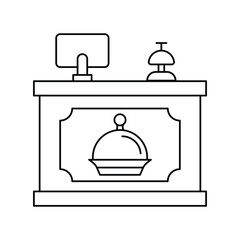reception desk lineal icon with white background vector stock illustration