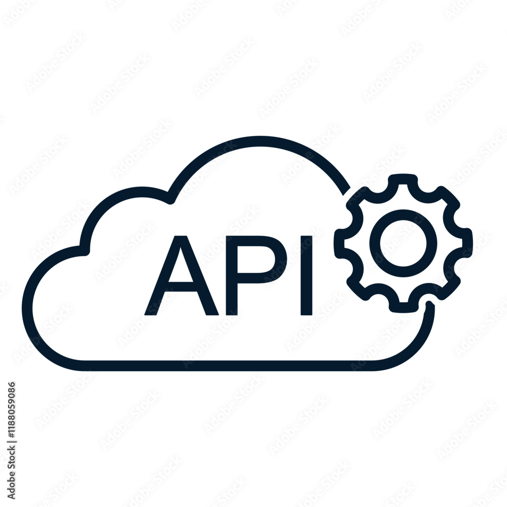 Poster cloud api illustrating cloud computing technologies, integration services and data storage solutions