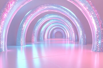 Obraz premium 3D illustration of a spiral tunnel emitting fantastic light 