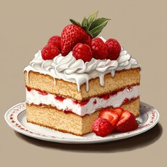 Delicious strawberry shortcake dessert bakery digital art whimsical close-up culinary delight