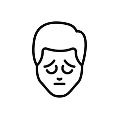Black line icon for sad