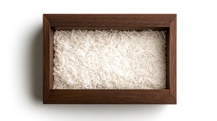 Eco-Friendly Wooden Gift Box with Decorative Shredded Paper - Top View 