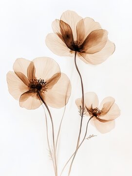 Card vertical design flowers water color painting earth tone on white background