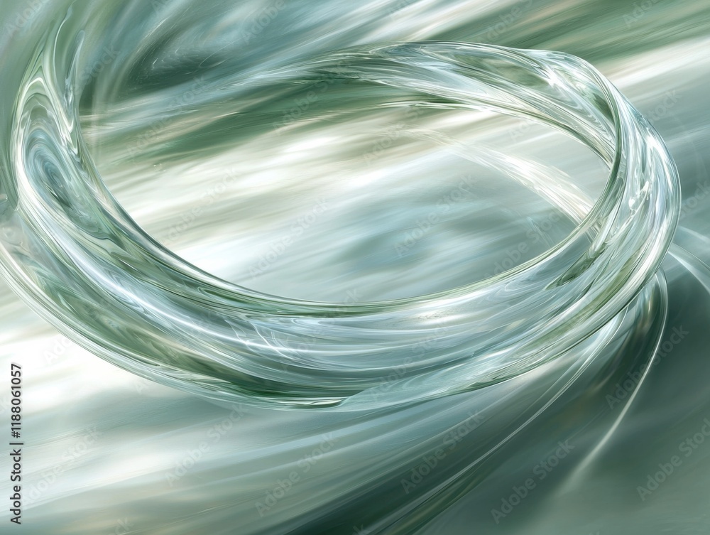 Poster fluid motion of stylized glass element abstract setting digital artwork dynamic environment close-up