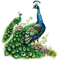 Obraz premium Spring Peacock Clipart Vector Illustration