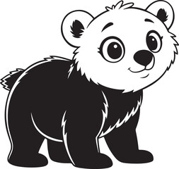 A cute polar bear kawi silhouette chibi vector and illustration design using black color..