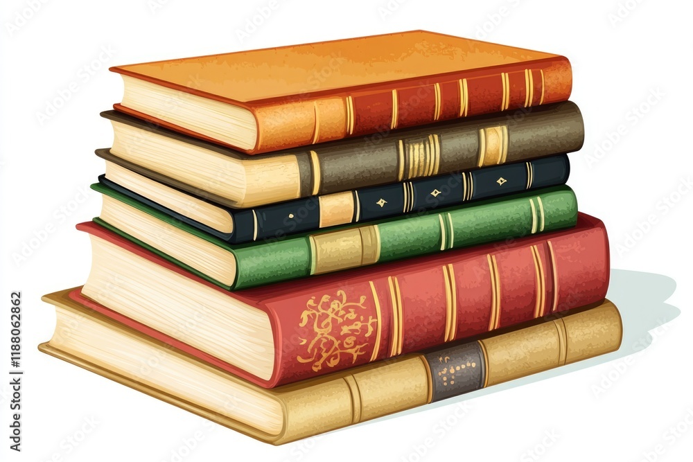 Poster stack of books with the top book titled 