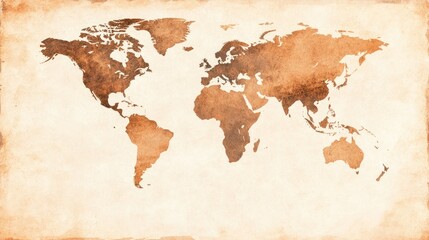 Naklejka premium Antique World Map on Grungy Vintage Paper Background