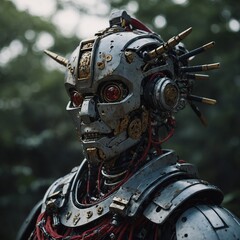 A robot designed to resemble a samurai.