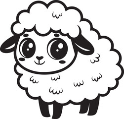 A cute sheep kawi silhouette chibi vector and illustration design using black color.