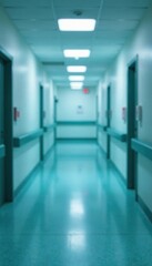Blurred hospital corridor background, sterile and calming, fade, out of focus