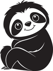 A cute sloth kawi silhouette chibi vector and illustration design using black color.