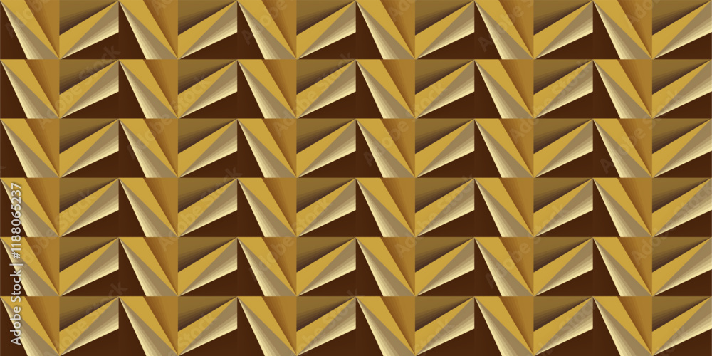 Poster composition of repeating geometric planes in the form of triangles and squares with gradations of or